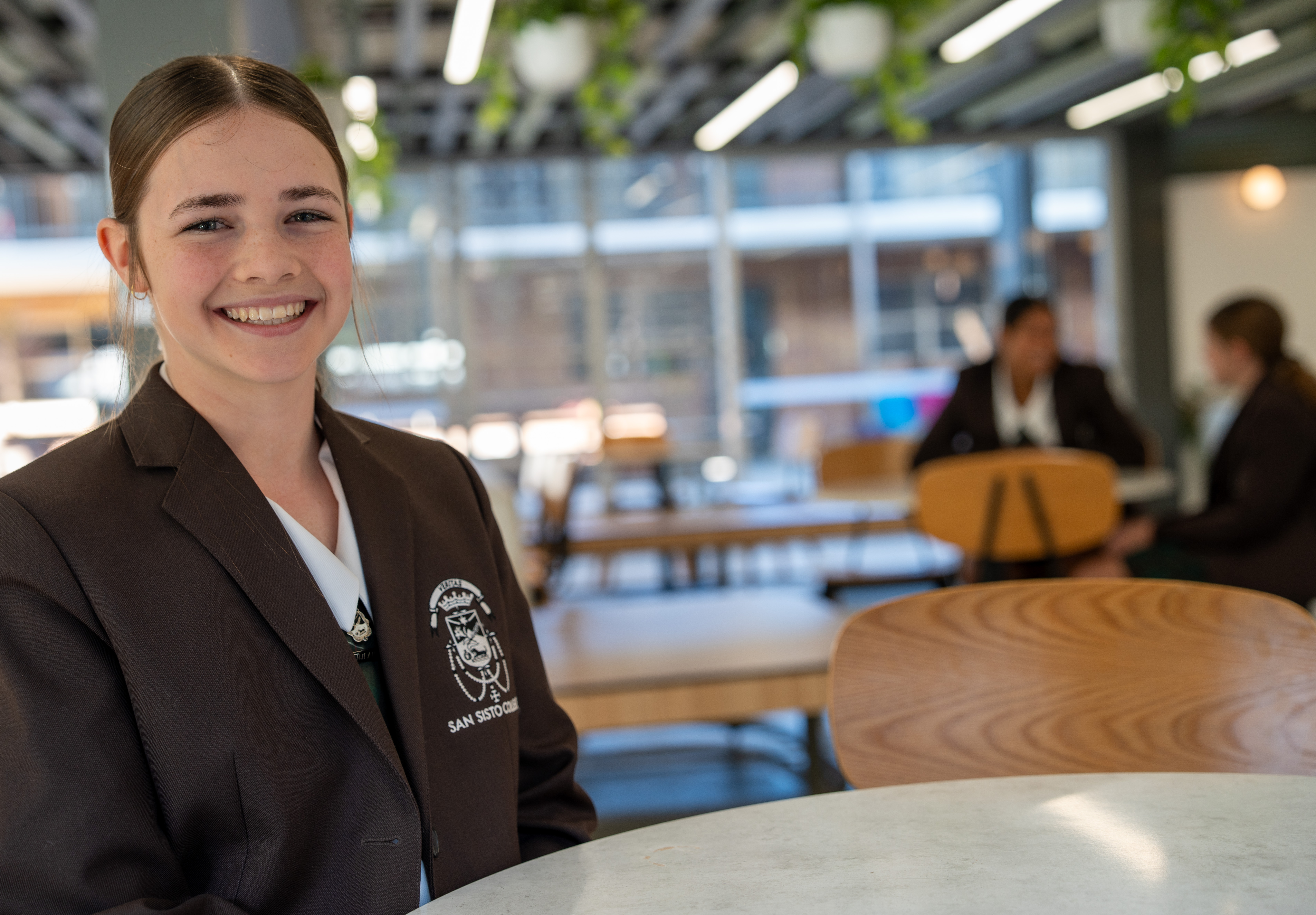 smiling student in cafe