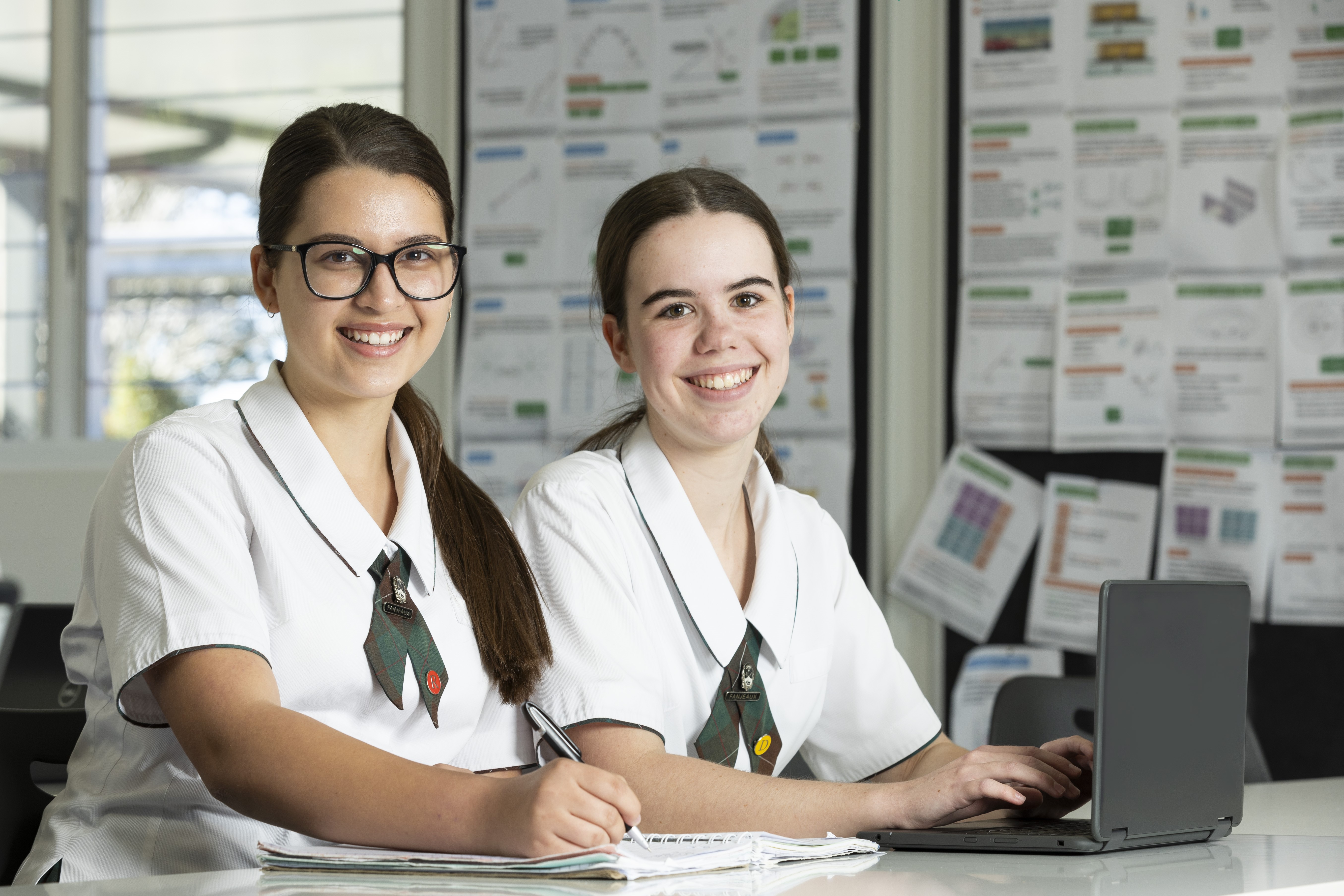 Students at San Sisto College working together on writing and digital tasks, highlighting collaboration engagement and academic learning